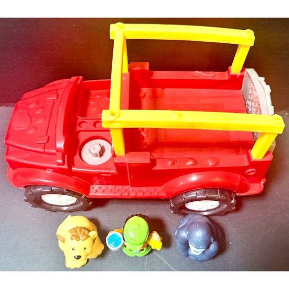 Fisher-Price Little People Animal Sound Zoo Safari Jeep Truck Red Figure - Picture 2 of 4